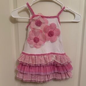 Isabella & Chloe Pink and White Floral Ruffle Dress size 24 months